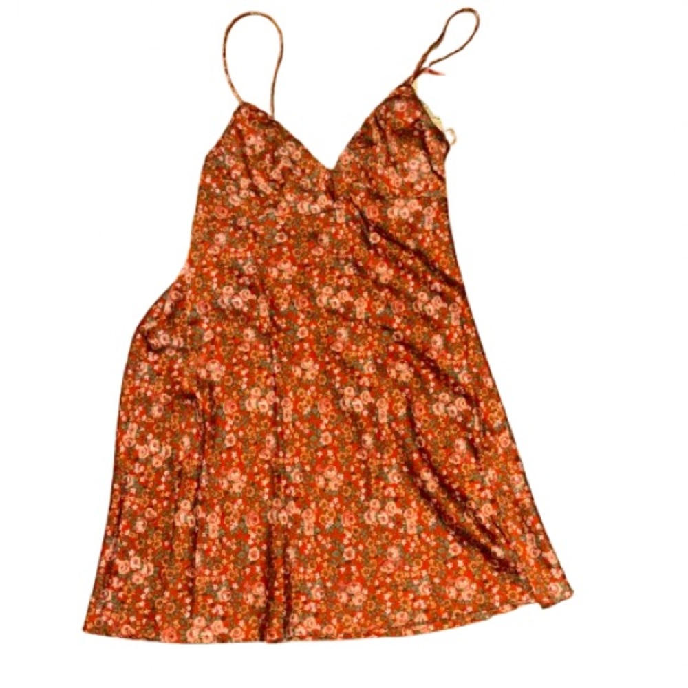 Lucy in the Sky Floral Mini Dress - Rust and Cream